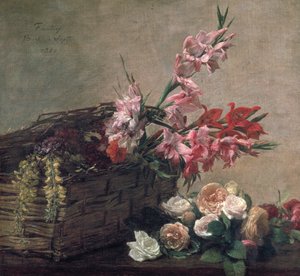 「グラジオラスとバラ」、1880 作： Ignace Henri Jean Fantin Latour