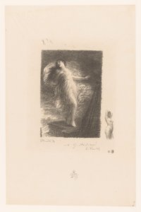 Jonge vrouw uit Taranto valt van de boeg van een schip 若いタレンティーナ Elegy XX (In the old style) Gedichten van André Chénier (シリーズタイトル) アンドレ・シェニエの詩の挿絵（連載タイトル） 作： Ignace Henri Jean Fantin Latour