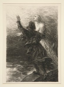 フライング・ダッチマン: 第3幕、センタとオランダ人の恍惚 作： Ignace Henri Jean Fantin Latour
