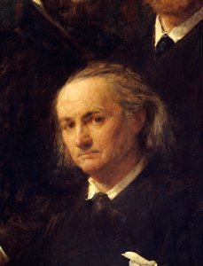 詩人シャルル・ボードレール（1821-1867）の肖像 アンリ・ファンタン・ラトゥール（Fantin-Latour）の絵画「ドラクロワへのオマージュ」の細部