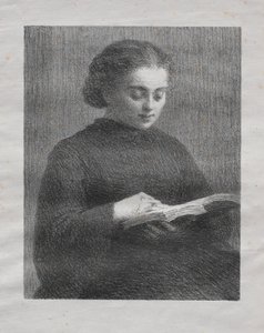読書：アーティストの妹の肖像 作： Ignace Henri Jean Fantin Latour