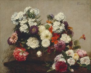 花のある静物、1881年。 作： Ignace Henri Jean Fantin Latour