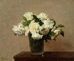 白いバラのある静物 作： Ignace Henri Jean Fantin Latour