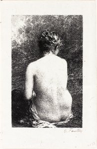 後ろから見た座っている女性の習作 作： Ignace Henri Jean Fantin Latour