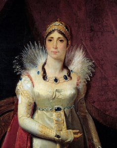 ジョゼフィーヌ・ド・ボーアルネ（1763-1814）の肖像 詳細アンリ・フランソワ・リーズネル（1767-1828）による絵画 1806年 日2,3x1,3 m マルメゾン、マルメゾン城、ボワ・プレオ城 - 皇后ジョゼフィーヌ・ド・ボーアルネ（1763-1814）の肖像 - 詳細。