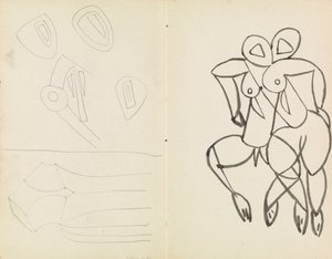 5つの抽象スケッチと男性と女性の習作