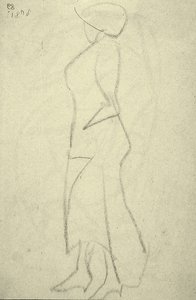 横から見たプロムナード（紙に黒チョーク） 作： Henri Gaudier Brzeska