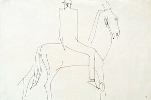 Rotton Rowのライダー、1913年（紙にペンとインク） 作： Henri Gaudier Brzeska