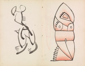 立体彫刻、しゃがみ像の習作 作： Henri Gaudier Brzeska