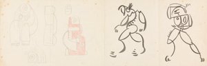 母と子のグループ化のための 2 つの踊る人物と 5 つのスタディ 作： Henri Gaudier Brzeska