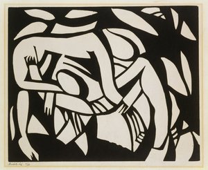 レスラー、1914年頃（リノカット） 作： Henri Gaudier Brzeska