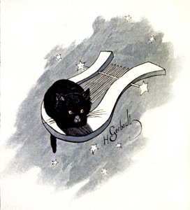 パリのキャバレー、ル・シャ・ノワール、1900年頃（イラスト） 作： Henri Gerbault