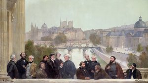 「世紀の歴史」のパノラマの断片、1889年のフランスの芸術家や作家の肖像画 作： Henri Gervex