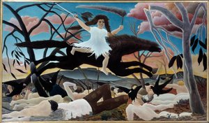 La guerre ou la chevauchee de la discord 絵画：Henri Le Douanier Rousseau (1844-1910) 1894 Sun.1,14 x 1,95 m パリ、オルセー美術館 - 戦争あるいは不和の乗り物。Henri Le Douanier Rousseau（1844-1910）の絵画 作： Henri J.F. Rousseau