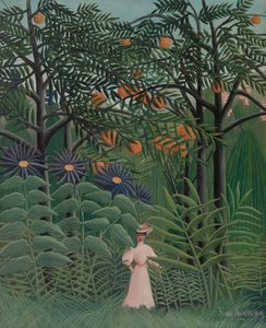 エキゾチックな森を歩く女性、1905年 作： Henri J.F. 1844 1910 Rousseau