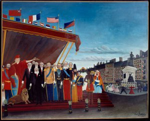 平和のしるしとして共和国に敬意を表する外国勢力の代表アンリ・ルソーの絵画ドゥ・ル・ドニエ・ルソー 作： Henri J.F. Rousseau