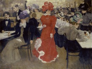 パリのカフェダルクールで 作： Henri Jacques Edouard Evenepoel