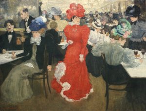 パリのカフェ・ダルクールにて 作： Henri Jacques Edouard Evenepoel