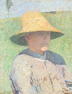 麦わら帽子をかぶった少年の肖像 1890年 （油彩・キャンバス） 作： Henri Jean Guillaume Martin
