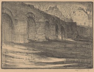 マーストリヒトのマース川に架かるシント・セルヴァース橋 作： Henri Jonas (signed by artist)