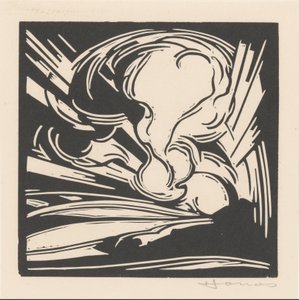 風景の上の雲と太陽光線 作： Henri Jonas (signed by artist)