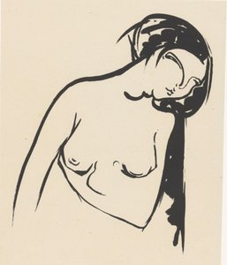 彼女の胸に触れる裸の女性 作： Henri Jonas
