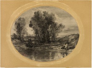 池の人物像 作： Henri Joseph Constant Dutilleux