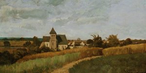 収穫時の村 作： Henri Joseph Harpignies