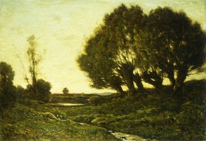 川のある森の風景、1903 作： Henri Joseph Harpignies