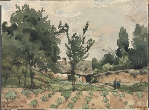 農家のある風景、1892年。 作： Henri Joseph Harpignies