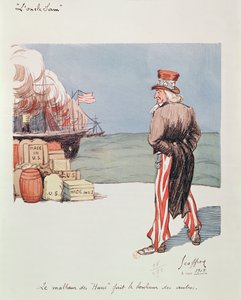 1915年の第一次世界大戦時のアンクルサムの風刺画（色付きのリソ）