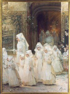 確認日の若い女の子の行列、L "hopital de Beaune、1906