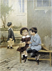 学校：自由な交流 - Geoffroy 作： Henri Jules Jean Geoffroy