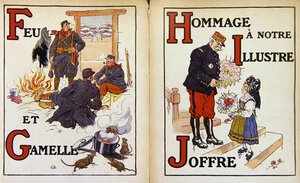 火と混乱のスズ、そしてジョッフル元帥へのオマージュ、「Alphabet de la Guerre」のイラスト