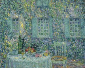 テーブル。葉の上の太陽、ガーベロイ、1917 作： Henri Le Sidaner