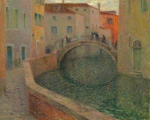 小さな運河、灰色の夜、ベネチア、1907 年。 作： Henri Le Sidaner