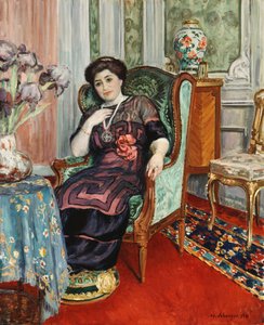 椅子に座っている女性。肘掛け椅子に座っている女性、1911年 作： Henri Lebasque