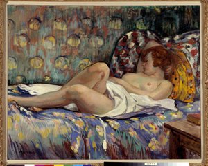 Henri Lebasque (1865-1937) による Nu Longe の絵画 必須の言及: コレクション財団はプロヴァンス、マルセイユ 作： Henri Lebasque