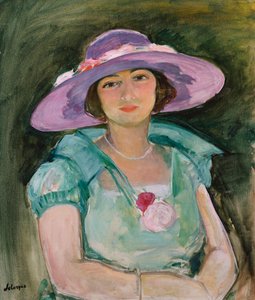 紫の帽子をかぶったマルト・レバスクの肖像、1925-26