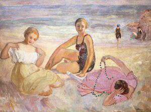 ビーチで3人の女性。ビーチで3人の女性、 作： Henri Lebasque