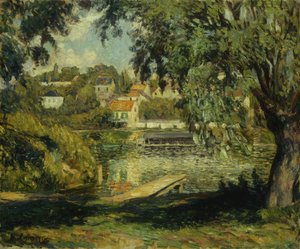 川のほとりの村。川沿いの村、1900年頃 作： Henri Lebasque
