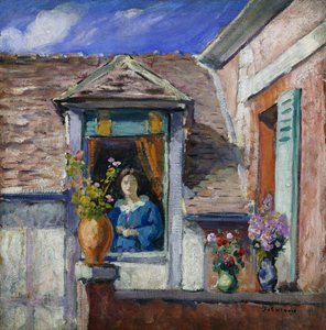 窓際の女性;ファムアラフェネトル 作： Henri Lebasque