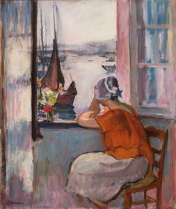 ユー島の反対側の窓辺の少女 作： Henri Lebasque