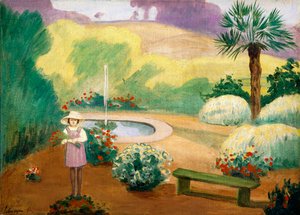 噴水の近くの若い女の子、 作： Henri Lebasque