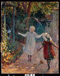 庭で遊ぶ少女たち（1899年） 作： Henri Lebasque