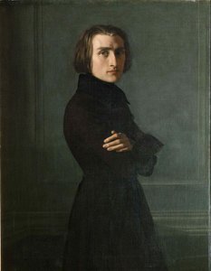 作曲家Franz Liszt 1811-1886、1839の肖像。