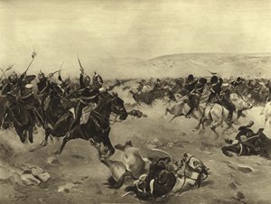 重い旅団の突撃、バラクラバの戦い、1854年（グラビア） 作： Henri Louis Dupray