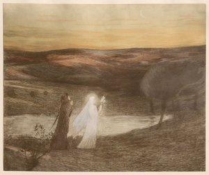 ダンテとベアトリスの出会い、1898年。 作： Henri Martin