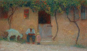 Labastide-du-Vertの彼の家の外の農民。 Labastide-du-Vertの家の前の農民、1910年頃 作： Henri Martin