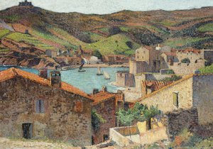 港の見えるコリウールの村 作： Henri Martin